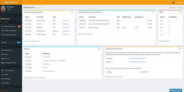 OCA - Dashboard